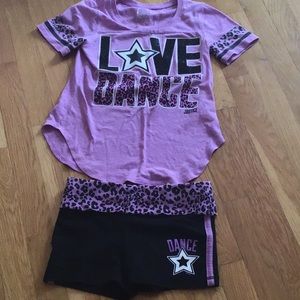 Matching cheetah purple love dance set